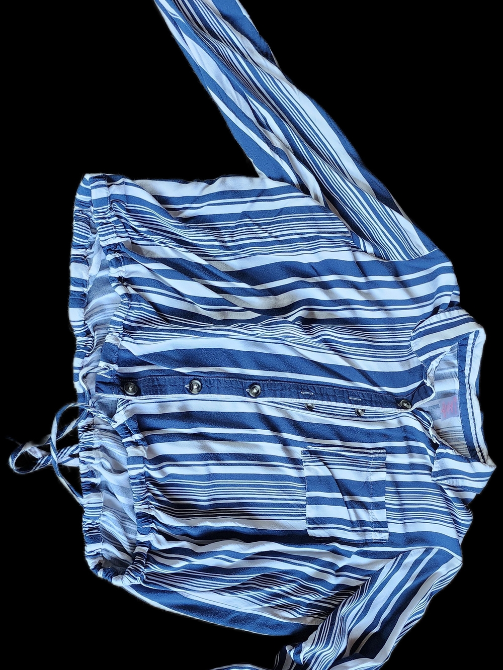 No Boundaries Navy and White Striped Button-Up Shirt